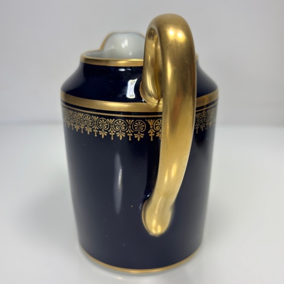 Limoges France Vintage Elegant Blue Gold Handmade Porcelain Creamer Pitcher Jug - Picture 5 of 10